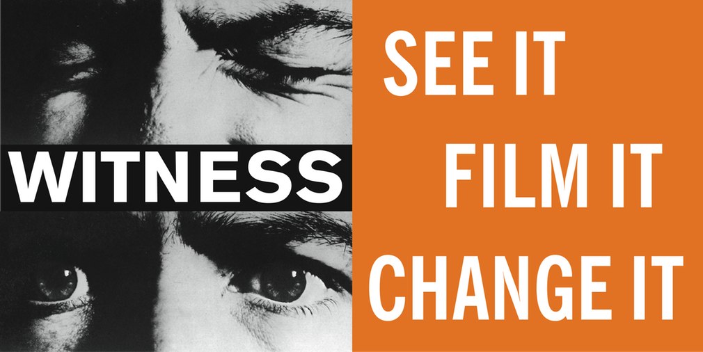 Witness Inc. original logo featuring black-and-white close-ups of faces with the text 'See It. Film It. Change It.'